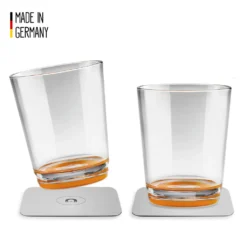 SILWY - 2 X Trinkbecher Mit Magnetboden - Hub Orange - Inkl. 2 Nano-Gel-Pads - 0,25l