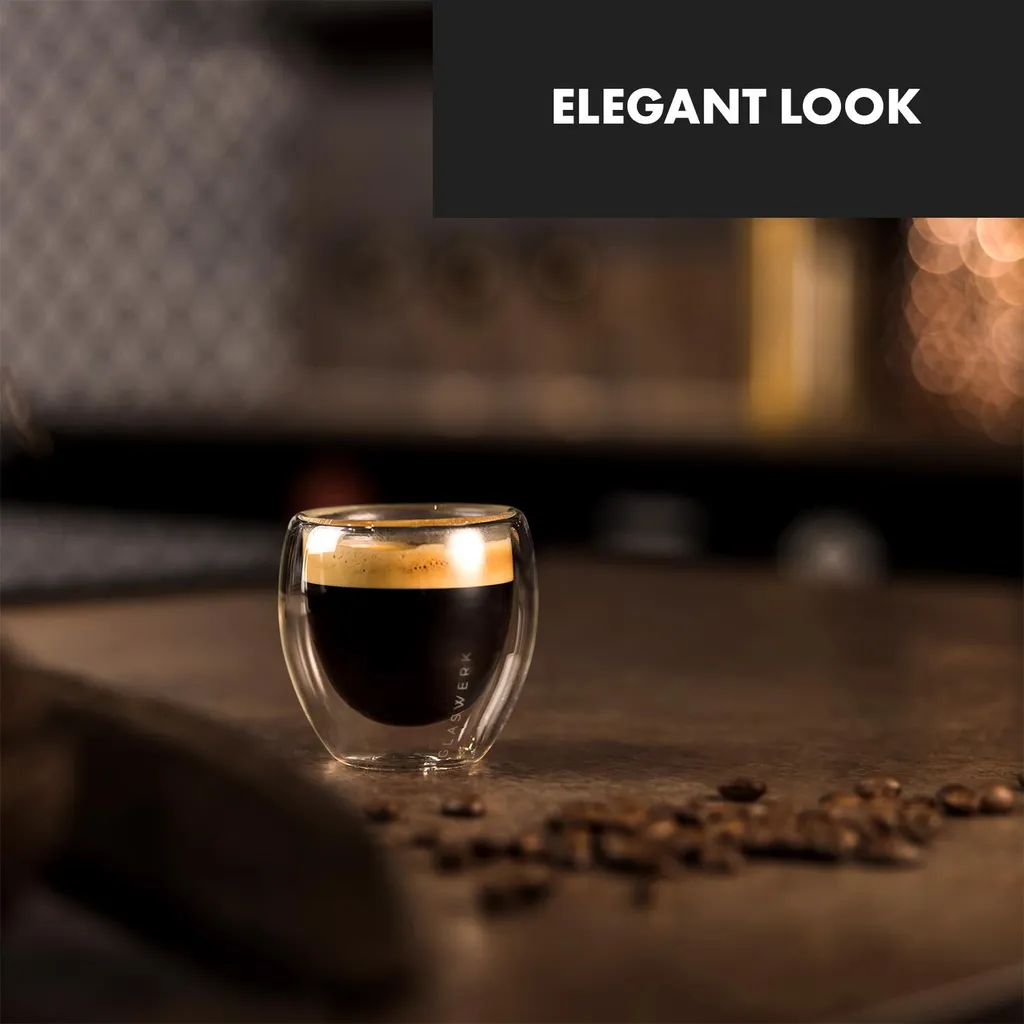 Klarstein Glaswerk Vienna Doppelwandige Gläser , Thermoglas , Trinkglas , Espresso-, Kaffee- Und Shotglas , 4 Stück , Für Heiße Und Kalte Getränke , 80 Ml , Borosilikatglas , Hitze- Und Kältebeständig , Handgemacht , Spülmaschinenfest , Thermoeffekt 4 Klarstein Glaswerk Vienna Doppelwandige Gläser , Thermoglas , Trinkglas , Espresso-, Kaffee- Und Shotglas , 4 Stück , Für Heiße Und Kalte Getränke , 80 Ml , Borosilikatglas , Hitze- Und Kältebeständig , Handgemacht , Spülmaschinenfest , Thermoeffekt – Bild 4