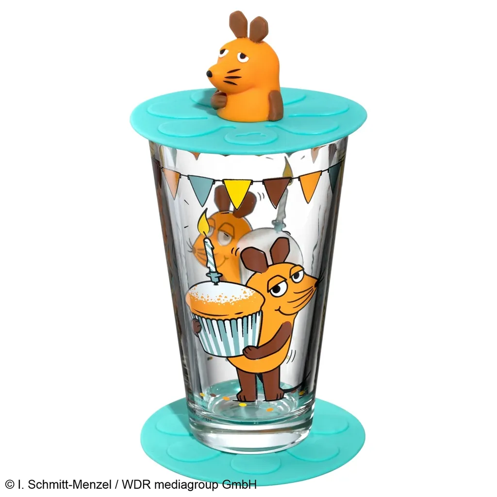 Leonardo Trinkset Bambini Maus Muffin, 3-tlg., Wasserglas, Untersetzer, Deckel, Trinkglas, Glas, 200 Ml, 021705 1 Leonardo Trinkset Bambini Maus Muffin, 3-tlg., Wasserglas, Untersetzer, Deckel, Trinkglas, Glas, 200 Ml, 021705