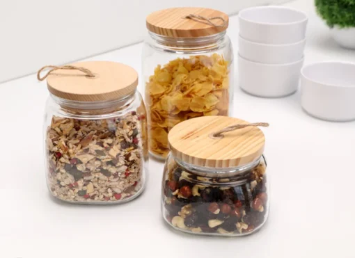 APS Vorratsglas -WOODY- /// 14 X 14 Cm, H: 21,5 Cm /// Glas, Kiefernholz, Silikon /// 2,5 Liter /// 82257 – Bild 4
