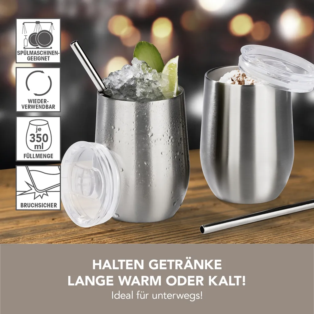 GOURMETmaxx Getränkebecher Inkl. Trinkhalm - 2er-Set 2 GOURMETmaxx Getränkebecher Inkl. Trinkhalm - 2er-Set – Bild 2