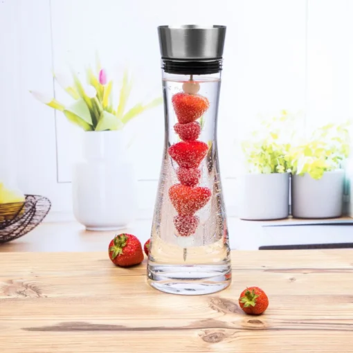 Wasserkaraffe Glas 1 L Mit Früchtespieß Edelstahl Ausguss – Bild 6