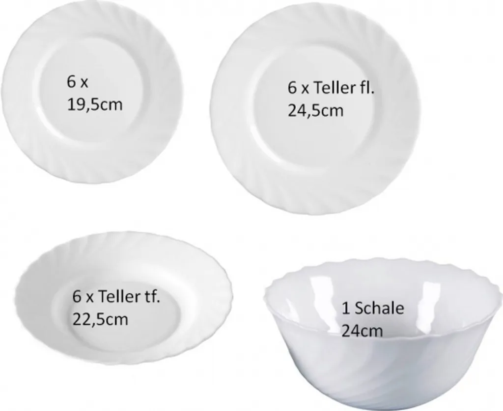 Luminarc 19tlg. Tellerset + Schale Trianon 2 Luminarc 19tlg. Tellerset + Schale Trianon – Bild 2