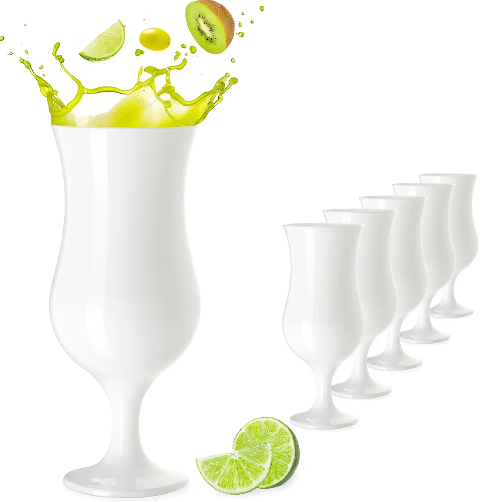 Weiße Cocktailgläser 400ml (max. 470ml) Longdrinkgläser Set 6 Stück Bargläser 2 Weiße Cocktailgläser 400ml (max. 470ml) Longdrinkgläser Set 6 Stück Bargläser – Bild 2