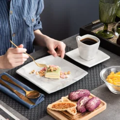 MALACASA, Serie Blance, 36 Tlg. Set Marmor Porzellan Kaffeeservice Geschirrset, Mit 12 Stück Kuchenteller, 12 Stück 180ml Tasse Und 12 Stück Untertasse Für 12 Personen 15 MALACASA, Serie Blance, 36 Tlg. Set Marmor Porzellan Kaffeeservice Geschirrset, Mit 12 Stück Kuchenteller, 12 Stück 180ml Tasse Und 12 Stück Untertasse Für 12 Personen -Qualitätsladen Für Geschirr 3072804db695e4dab44cb2585c62d2a7