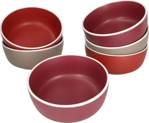 Liz 18tlg Frühstücksset Für 6 Steingut Sand Rot Terracotta Schale Teller Becher – Bild 4