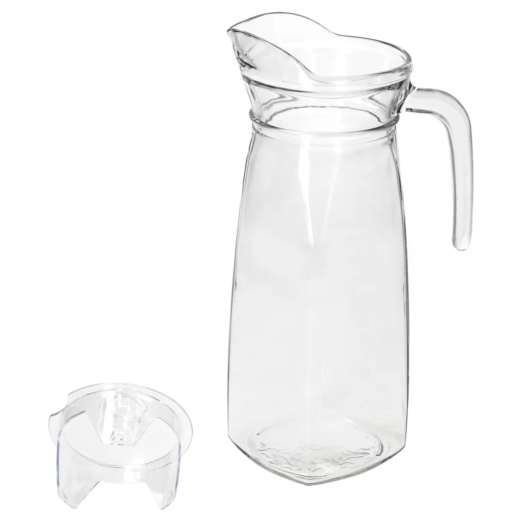 KARA Glas-Karaffe Mit Kunstoff-Deckel + Griff 1,2L Wasser-Krug Saftkanne Limo 3 KARA Glas-Karaffe Mit Kunstoff-Deckel + Griff 1,2L Wasser-Krug Saftkanne Limo – Bild 3
