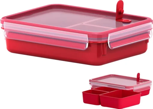 Emsa Mikrowellendose CLIP & MICRO 1,2 Liter Mit Einsätzen Transparent / Rot – Bild 13