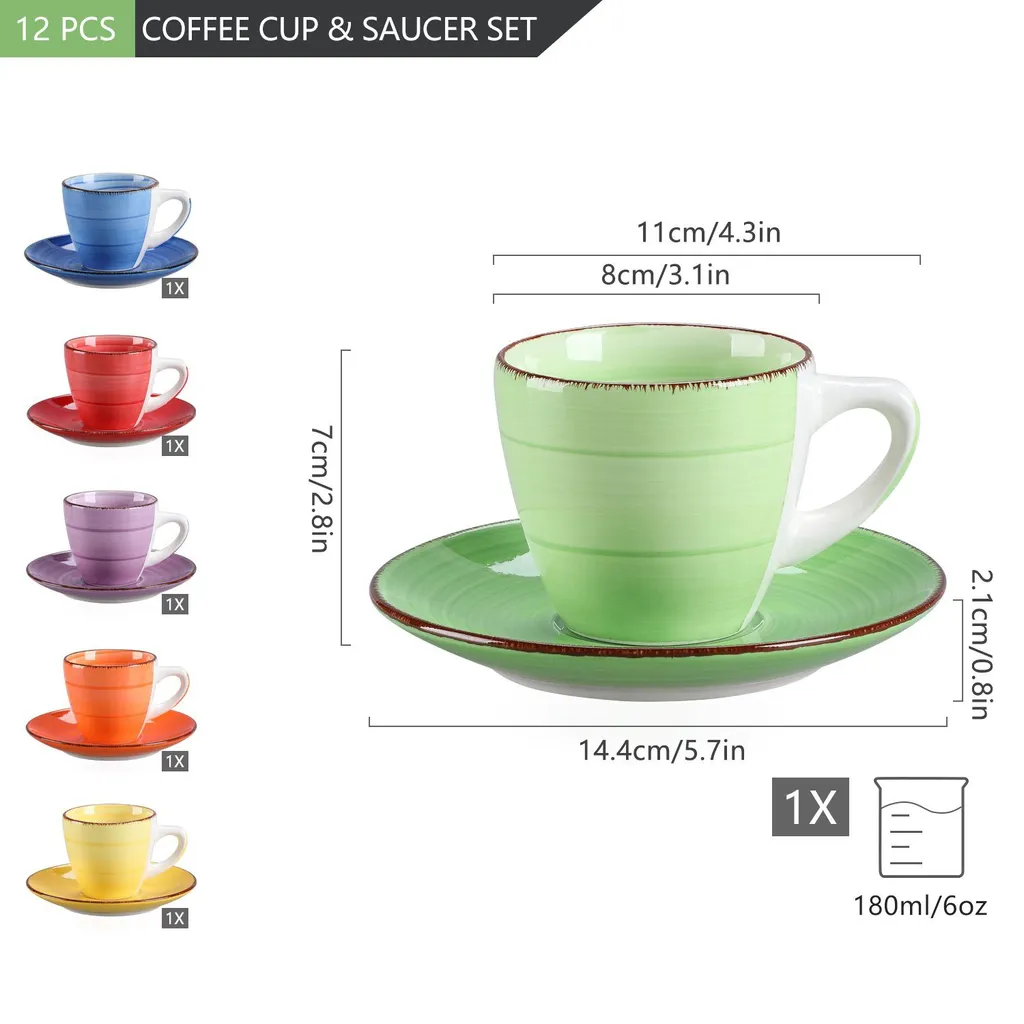 Kaffeeservice Steinzeug, Vancasso BONITA 12 Teiliges Kaffeeset, Cappuccino Tassenset Für 6 Personen, Tassen Und Untertassen 2 Kaffeeservice Steinzeug, Vancasso BONITA 12 Teiliges Kaffeeset, Cappuccino Tassenset Für 6 Personen, Tassen Und Untertassen – Bild 2