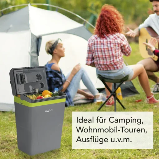 MAXXMEE Kühlbox - Wahlweise Via Netzkabel Oder KFZ-Anschluss - 22l Volumen - Grau/limegreen Kühlbox Camping Kühlschrank 22L Auto 12V 230V Thermobox Elektrisch Picknick Grau – Bild 7