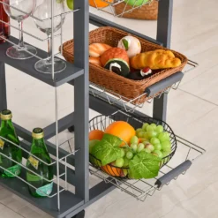 HOMCOM Küchenwagen Auf Rädern, Rollwagen Mit 2 Regalen, Servierwagen, Bastelwagen Mit Arbeitsplatte Und Gewürzregal, Rollregal Für Küche, Esszimmer, Kiefernholz, Grau, 47 X 37 X 83 Cm 20 HOMCOM Küchenwagen Auf Rädern, Rollwagen Mit 2 Regalen, Servierwagen, Bastelwagen Mit Arbeitsplatte Und Gewürzregal, Rollregal Für Küche, Esszimmer, Kiefernholz, Grau, 47 X 37 X 83 Cm -Qualitätsladen Für Geschirr 36a2637d5fe3a5a66902595816644304