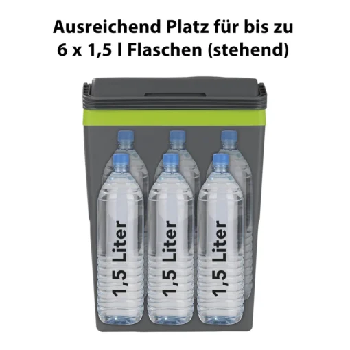 MAXXMEE Kühlbox - Wahlweise Via Netzkabel Oder KFZ-Anschluss - 22l Volumen - Grau/limegreen Kühlbox Camping Kühlschrank 22L Auto 12V 230V Thermobox Elektrisch Picknick Grau – Bild 3