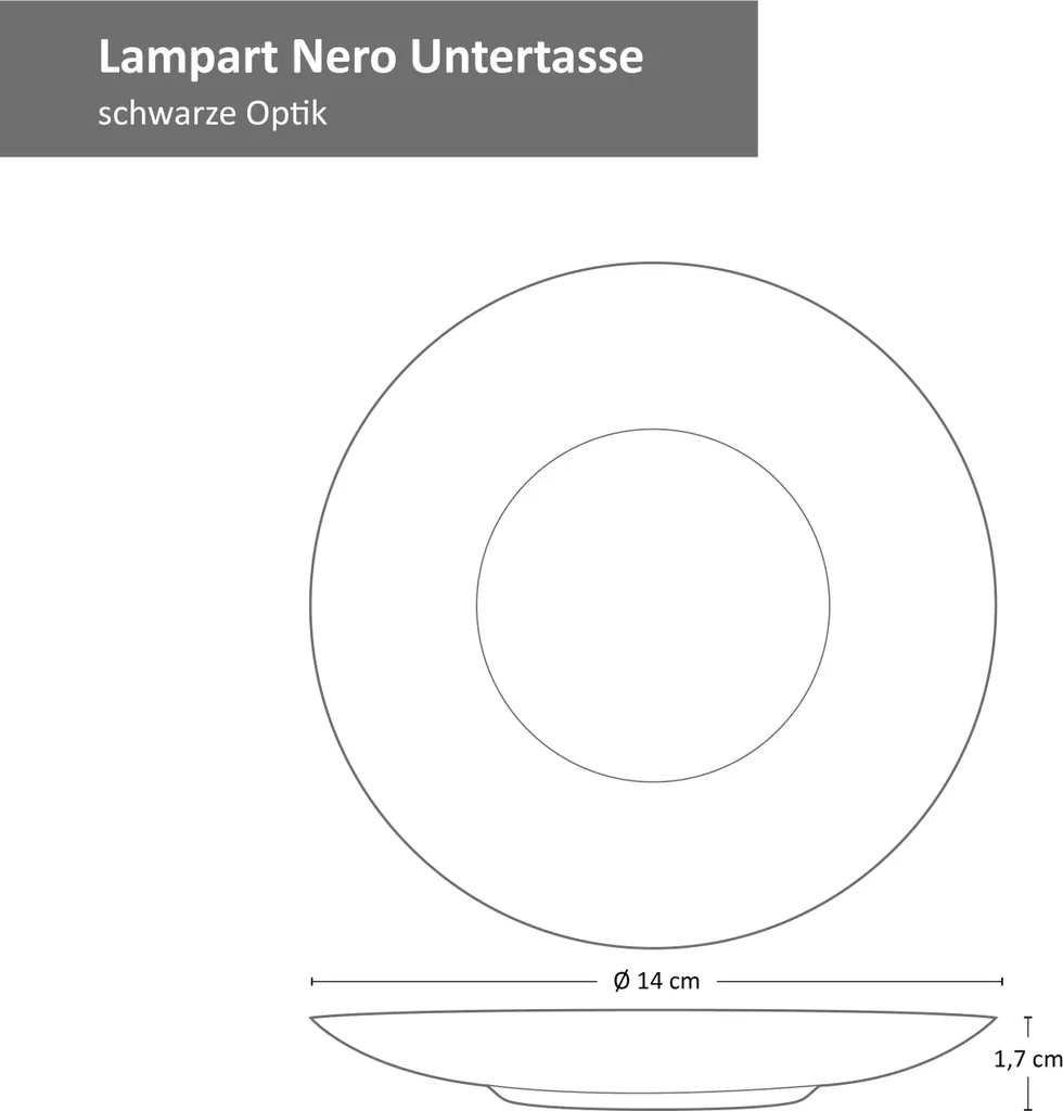 18-tlg. Kaffee-Service Lampart Nero 6 Personen I Tasse + Untertasse + Teller 2 18-tlg. Kaffee-Service Lampart Nero 6 Personen I Tasse + Untertasse + Teller – Bild 2