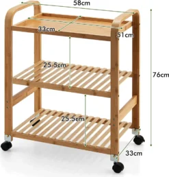 COSTWAY Servierwagen Mit 3 Ablagen, Griffen & Abnehmbarem Rollen, Küchenwagen Bambus Auf Rädern, Mobiler Allzweckwagen Rollwagen Lagerregal Für Küche, Flur & Bad, 58 X 33 X 76 Cm 11 COSTWAY Servierwagen Mit 3 Ablagen, Griffen & Abnehmbarem Rollen, Küchenwagen Bambus Auf Rädern, Mobiler Allzweckwagen Rollwagen Lagerregal Für Küche, Flur & Bad, 58 X 33 X 76 Cm -Qualitätsladen Für Geschirr 3b42158e11237d960605ef098700016a