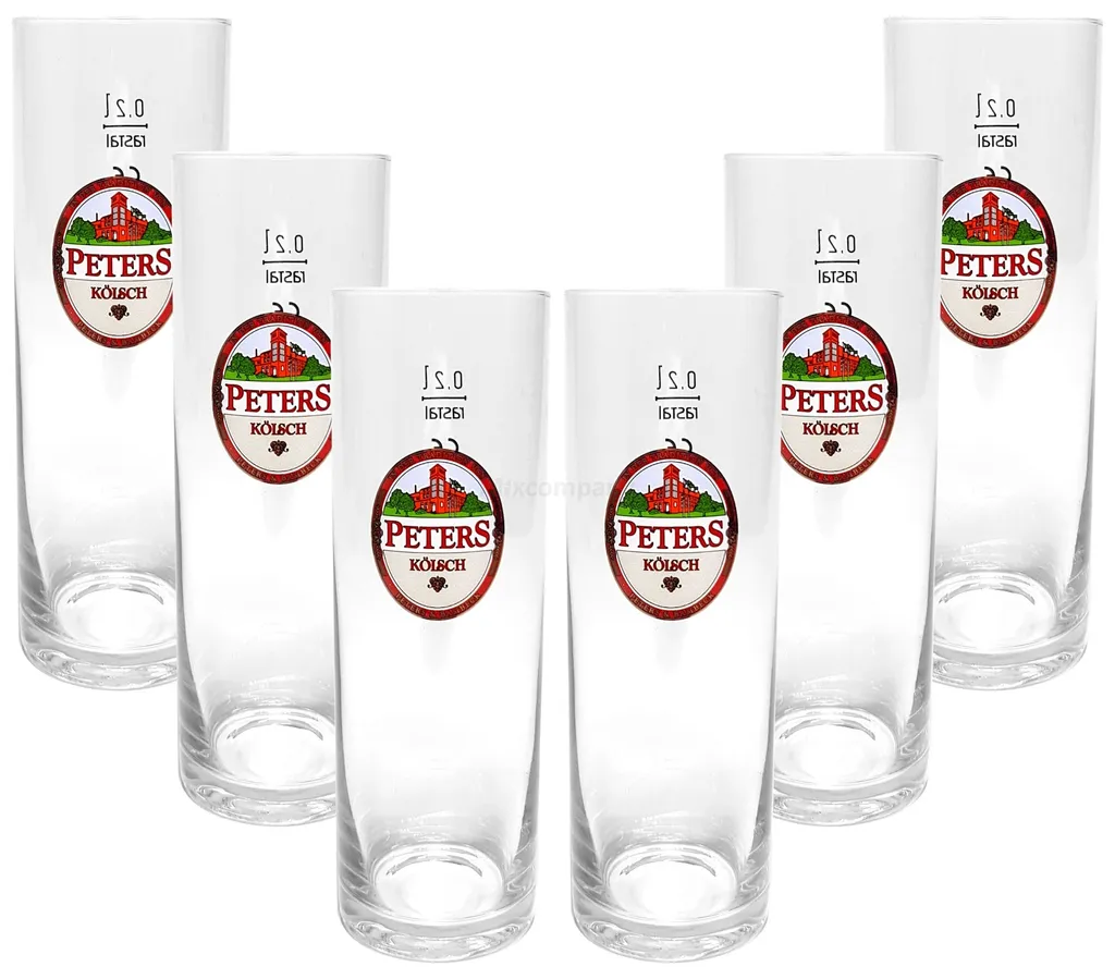 Peters Kölsch Stangen Bierglas Glas Gläser-Set - 6x Stangen 0,2l 1 Peters Kölsch Stangen Bierglas Glas Gläser-Set - 6x Stangen 0,2l