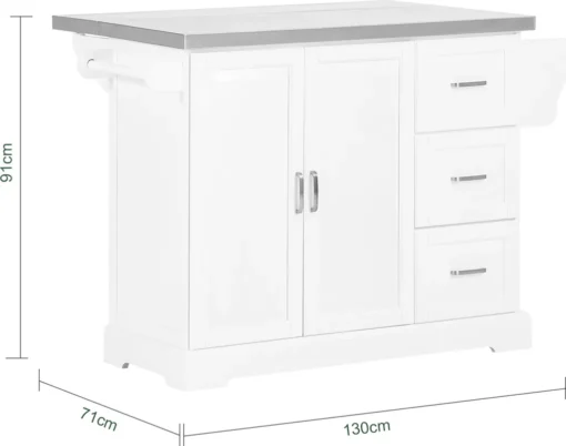 SoBuy FKW41-ST Luxus-Küchenwagen Mit Edelstahlplatte Küchenschrank Sideboard Mit Erweiterbarer Arbeitsfläche Servierwagen BHT Ca.:130x91x46(+25) Cm – Bild 6