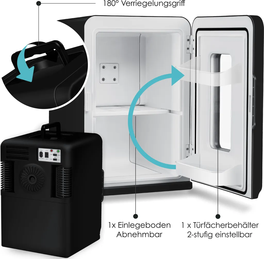 KESSER® 2in1 Mini Kühlschrank Kühlbox 15 Liter Kühl Und Heizfunktion Tragbarer AC DC 220-240V/12V Steckdose Und Zigarettenanzünder Warmhaltebox Mini-Thermobox Auto Büros Zimmer Camping Garten , Farbe:Schwarz, Größe:15L 6 KESSER® 2in1 Mini Kühlschrank Kühlbox 15 Liter Kühl Und Heizfunktion Tragbarer AC DC 220-240V/12V Steckdose Und Zigarettenanzünder Warmhaltebox Mini-Thermobox Auto Büros Zimmer Camping Garten , Farbe:Schwarz, Größe:15L – Bild 6