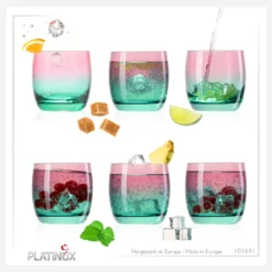 Trinkgläser Rosa-Türkis Aus Glas Bunt Set 6 Stück 200ml (max.320ml) Wassergläser -Qualitätsladen Für Geschirr 3d4f19b36e88e0209784e2b86f9bafbe
