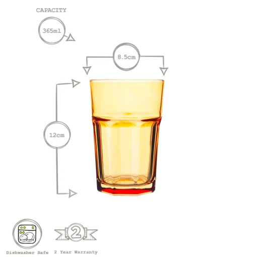 Rink Drink 6 Stück Farbige Gläser Highball-Set - Vibrant Multicolored Partei-Cocktail-Trinken Tumblers - 365ml - 6 Farben – Bild 3