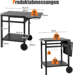 COSTWAY Grilltisch Mit Klappbarer Tischplatte, Beweglicher Campingtisch Mit 2 Ablagen & 4 Haken, Metall Grillwagen Für Außenbereich, Rollwagen Zum Grillen & Outdoorküche, Zubereitungswagen Schwarz 13 COSTWAY Grilltisch Mit Klappbarer Tischplatte, Beweglicher Campingtisch Mit 2 Ablagen & 4 Haken, Metall Grillwagen Für Außenbereich, Rollwagen Zum Grillen & Outdoorküche, Zubereitungswagen Schwarz -Qualitätsladen Für Geschirr 3ecaaa039d26e7b96b4ba76163a67831