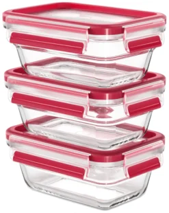 Emsa Frischhaltedose CLIP & CLOSE Glas 0,45 Liter 3er Set