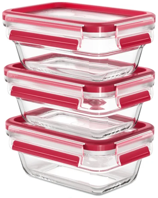 Emsa Frischhaltedose CLIP & CLOSE Glas 0,45 Liter 3er Set