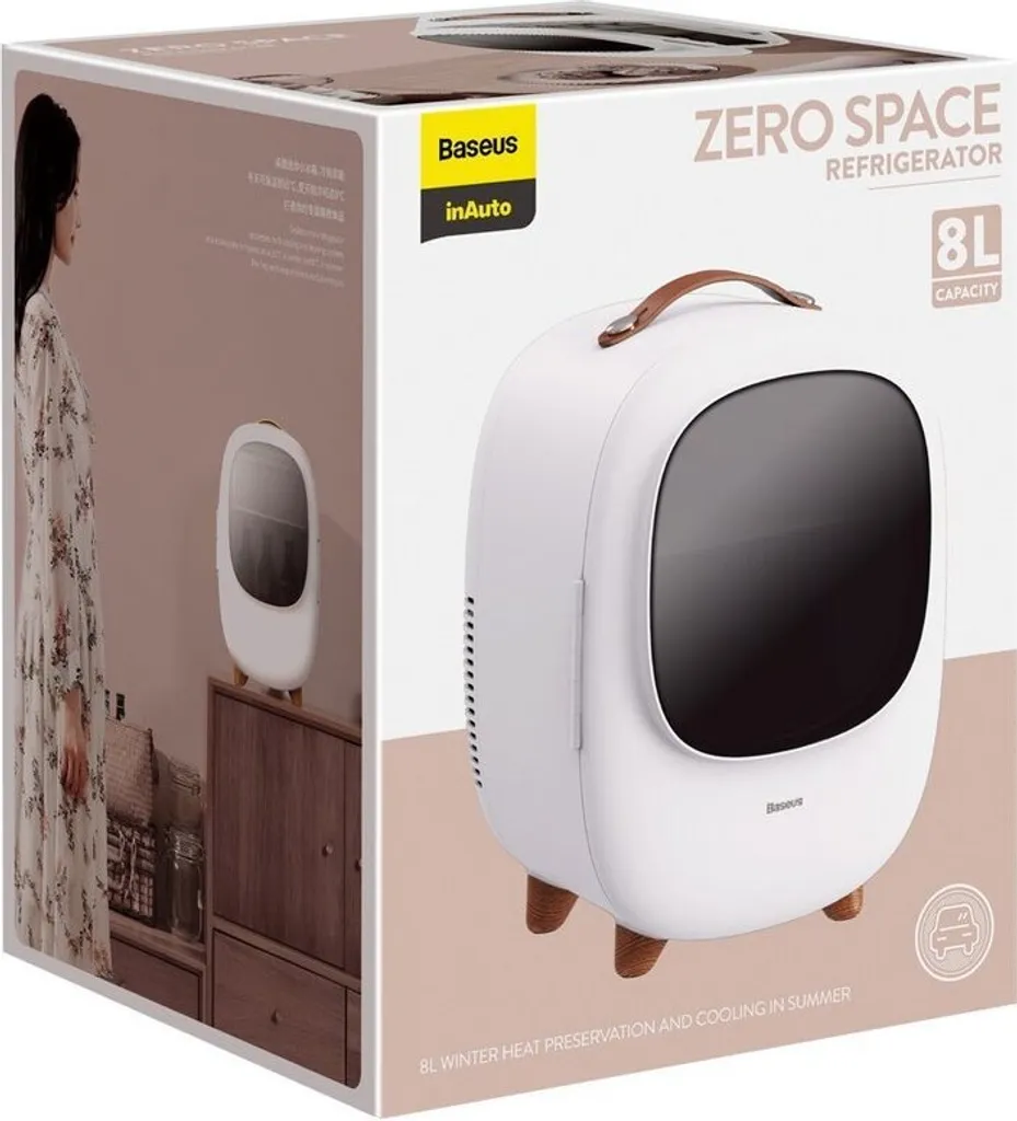 Baseus Mini Beauty Kühlschrank Für Kosmetik Reisekühlschrank Mit Heizung 8l 220V EU / 12V Weiß 6 Baseus Mini Beauty Kühlschrank Für Kosmetik Reisekühlschrank Mit Heizung 8l 220V EU / 12V Weiß – Bild 6