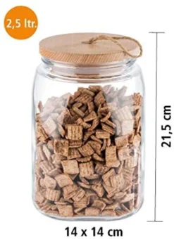 APS 2er Set Vorratsglas -WOODY- /// 14 X 14cm, H: 21 Cm /// Glas, Kiefernholz, Silikon /// 2,5 Liter /// 67514 9 APS 2er Set Vorratsglas -WOODY- /// 14 X 14cm, H: 21 Cm /// Glas, Kiefernholz, Silikon /// 2,5 Liter /// 67514 -Qualitätsladen Für Geschirr 410a0a4eca6d82d4ca5110a345e80816