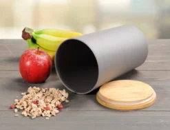 KESPER Vorratsdose, Kunststoff Mit Bambusdeckel, Grau, Ø 11,5 Cm, Höhe: 18,7 Cm, 32601 -Qualitätsladen Für Geschirr 416fce538deb196f31e8fefdb02aa2aa