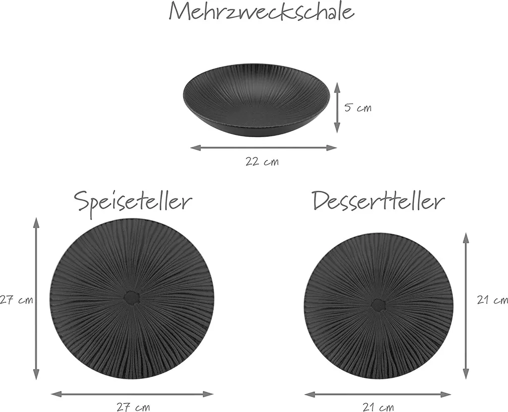 CreaTable 23211 Tafelservice Elements Collection Vesuvio Black Für 4 Personen, Steinzeug, Schwarz/grau (1 Set, 12-teilig) 10 CreaTable 23211 Tafelservice Elements Collection Vesuvio Black Für 4 Personen, Steinzeug, Schwarz/grau (1 Set, 12-teilig) – Bild 10