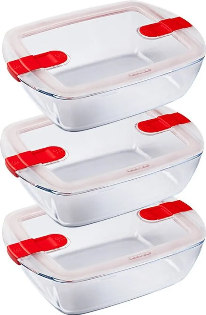 Pyrex Glasbehälter Mit Deckel Cook & Heat 3-teilig 1 Pyrex Glasbehälter Mit Deckel Cook & Heat 3-teilig