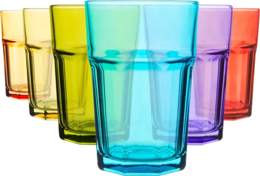 Rink Drink 6 Stück Farbige Gläser Highball-Set - Vibrant Multicolored Partei-Cocktail-Trinken Tumblers - 365ml - 6 Farben