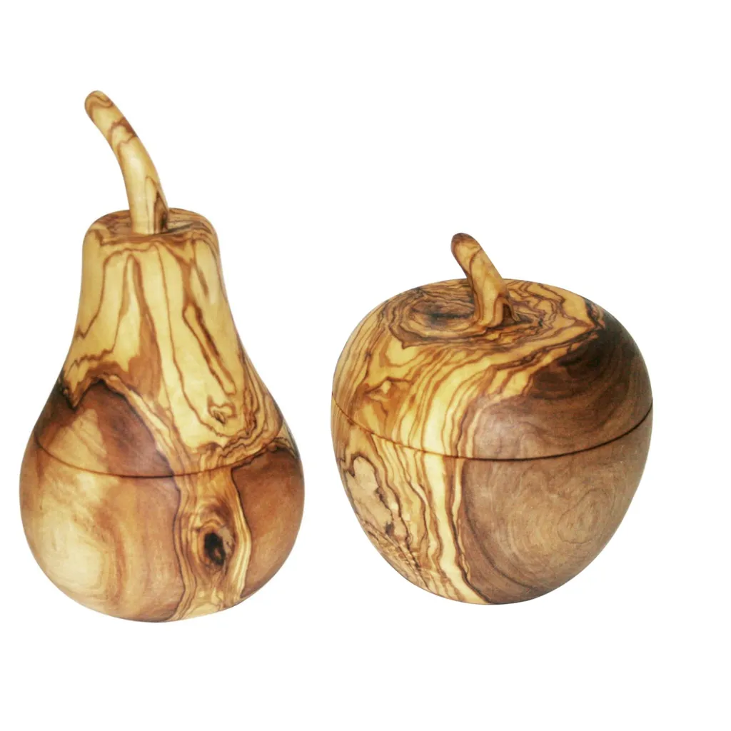 KeboLiv Dosenset Aus Olivenholz, Apfel- Und Birnendose 1 KeboLiv Dosenset Aus Olivenholz, Apfel- Und Birnendose