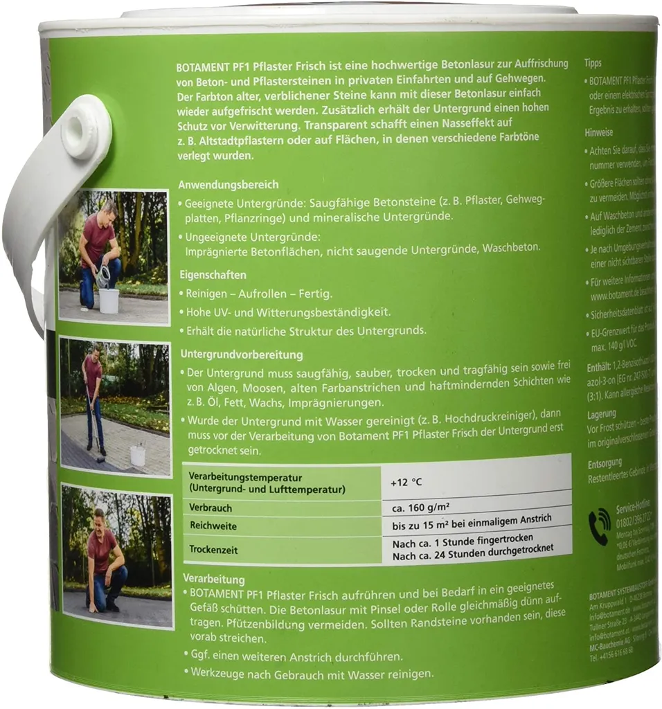 Botament PF1 Pflaster Frisch Lasur Für Betonflächen 2,5Liter Rot 3 Botament PF1 Pflaster Frisch Lasur Für Betonflächen 2,5Liter Rot – Bild 3