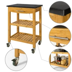 SoBuy Servierwagen Küchenwagen Mit Granitarbeitsplatte FKW28-SCH -Qualitätsladen Für Geschirr 44bda79c4700855b7ec99863a6ad2b44