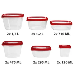 Deuba Frischhaltedosen Mit Deckel 24-tlg. Kunststoff BPA-Frei Spülmaschinen- Und Mikrowellengeeignet 6 Größen 120ml Bis 1700 Ml Küche Vorratsdosen, Farbe:rot 11 Deuba Frischhaltedosen Mit Deckel 24-tlg. Kunststoff BPA-Frei Spülmaschinen- Und Mikrowellengeeignet 6 Größen 120ml Bis 1700 Ml Küche Vorratsdosen, Farbe:rot -Qualitätsladen Für Geschirr 45f96230c6a30535c8b8a730c6b345b1
