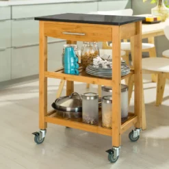 SoBuy Servierwagen Küchenwagen Mit Granitarbeitsplatte FKW28-SCH -Qualitätsladen Für Geschirr 498774f430165cd013eddb5eecb5db85