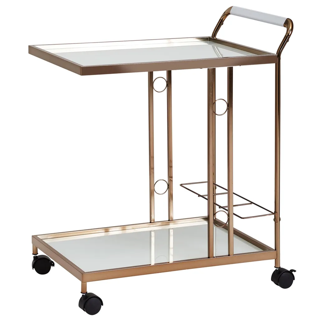 WOHNLING Design Servierwagen Gold 67x80x45 Cm | Mobiler Beistelltisch | Speisewagen Mit Glasplatte | Küchenwagen Milchglas | Teewagen | Mini Bar Auf Rollen 6 WOHNLING Design Servierwagen Gold 67x80x45 Cm | Mobiler Beistelltisch | Speisewagen Mit Glasplatte | Küchenwagen Milchglas | Teewagen | Mini Bar Auf Rollen – Bild 6