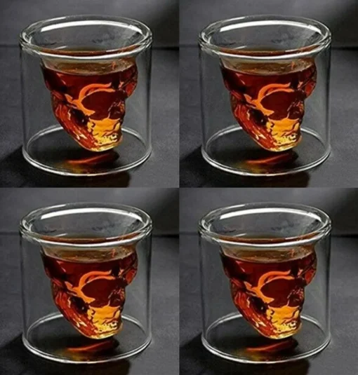 Skull-in-glass Winkee 4 Schnapsgläser Shot Glas Totenkopf Schädel 25ml Partyglas Weingläser