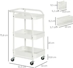 HOMCOM Rollwagen3-Etagen Küchenwagen Mit Schubladen Und Korb Für Küche Büro Schlafzimmer Wohnzimmer Stahl Weiß 51,5 X 32 X 75,6 Cm 11 HOMCOM Rollwagen3-Etagen Küchenwagen Mit Schubladen Und Korb Für Küche Büro Schlafzimmer Wohnzimmer Stahl Weiß 51,5 X 32 X 75,6 Cm -Qualitätsladen Für Geschirr 4c6dadc275dda28f01fd4068ccebd2ea