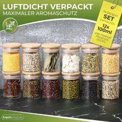 Freshmaster Gewürzgläser Set Aufbewahrung Gewürze I 12x 100ml Vorratsdosen Glas Mit LongLife+ Dichtung Und Bruchsicherem Borosilikat Glas I Glasbehälter Mit Deckel Gläser Gewürze Set Spice Jars 8 Freshmaster Gewürzgläser Set Aufbewahrung Gewürze I 12x 100ml Vorratsdosen Glas Mit LongLife+ Dichtung Und Bruchsicherem Borosilikat Glas I Glasbehälter Mit Deckel Gläser Gewürze Set Spice Jars -Qualitätsladen Für Geschirr 4c70e61e7992edaf8ec63dd3cbb3adc8