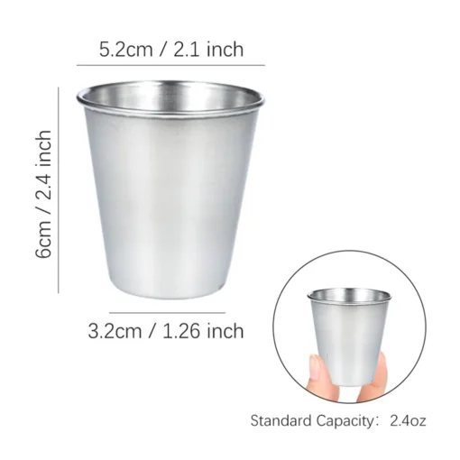 12 Stück Schnapsbecher 70ml Edelstahl Schnapsglas Edelstahlbecher Pinnchen Shot Gläser Becher – Bild 4