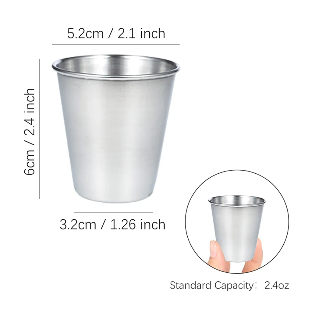 12 Stück Schnapsbecher 70ml Edelstahl Schnapsglas Edelstahlbecher Pinnchen Shot Gläser Becher 4 12 Stück Schnapsbecher 70ml Edelstahl Schnapsglas Edelstahlbecher Pinnchen Shot Gläser Becher – Bild 4