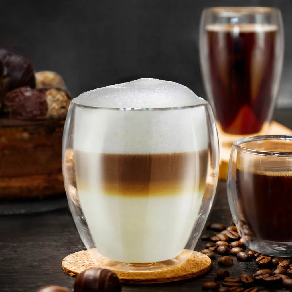 Creano Doppelwandige Gläser 400ml „DG-Bauchig“, 4er Set, Großes Thermoglas Doppelwandig Aus Borosilikatglas, Kaffeegläser, Teegläser, Latte Gläser, Doppelwandgläser 2 Creano Doppelwandige Gläser 400ml „DG-Bauchig“, 4er Set, Großes Thermoglas Doppelwandig Aus Borosilikatglas, Kaffeegläser, Teegläser, Latte Gläser, Doppelwandgläser – Bild 2