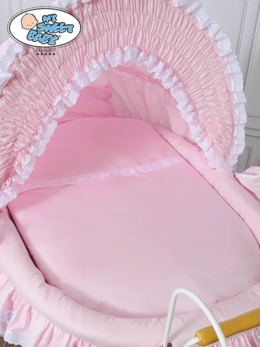 Stubenwagen Set Mit Ausstattung Rosa Für Mädchen Nostalgiestubenwagen Komplett KleinBaby – Bild 2