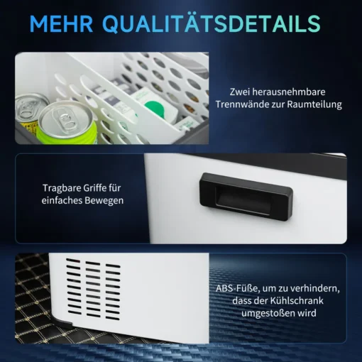 Outsunny Kühlbox Auto 30L Mit LCD-Anzeige Kompressor Autokühlschrank Elektrisch Boot Camper Reisen 12/24V DC Und 110-240V AC Weiß – Bild 6