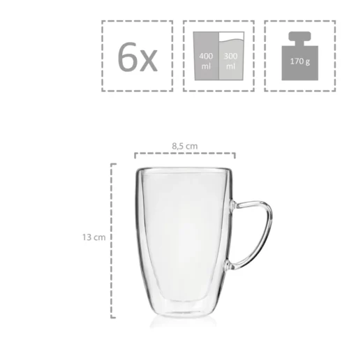 Sänger SÄNGER Doppelwandiges Cappuccino Gläser Set Mit Henkel 6 Teilig – Bild 3