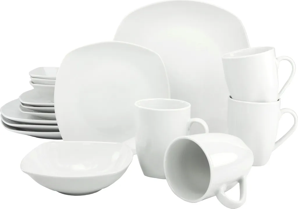 CreaTable 13915 Kombiservice Square Für 4 Personen, Porzellan, Weiß (1 Set, 16-teilig) 1 CreaTable 13915 Kombiservice Square Für 4 Personen, Porzellan, Weiß (1 Set, 16-teilig)