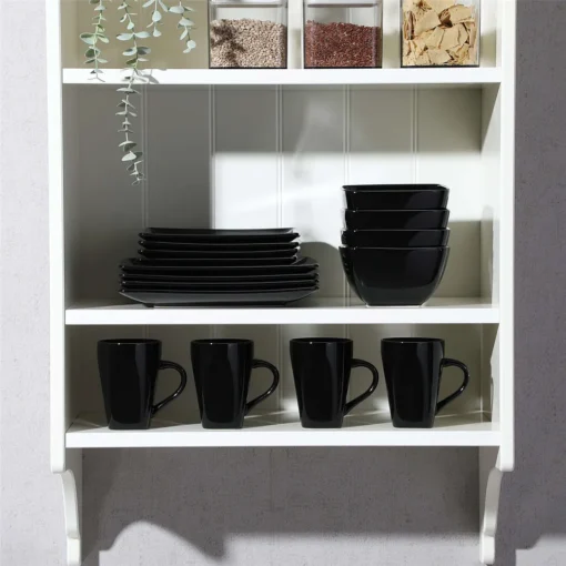 Vancasso Tafelservice »SOHO« 16-tlg. Porzellan Teller Set, Kombiservice Tafelset Mit Kaffeetassen, Müslischalen, Schwarz – Bild 7