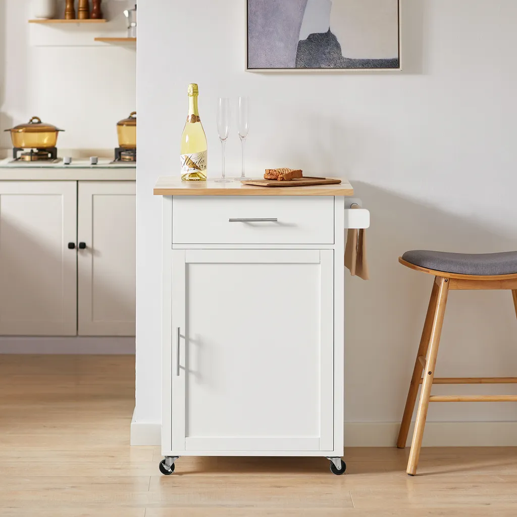 SoBuy FKW102-WN Küchenwagen Mit Arbeitsplatte Servierwagen Beistellwagen Rollwagen Getränkewagen Fürs Büro BHT Ca.: 68x90x46cm 4 SoBuy FKW102-WN Küchenwagen Mit Arbeitsplatte Servierwagen Beistellwagen Rollwagen Getränkewagen Fürs Büro BHT Ca.: 68x90x46cm – Bild 4